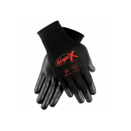 Mcr Safety Ninja X Bi-Polymer Coated Palm Gloves, Large, Black, 12PK 127-N9674L