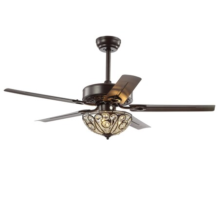 Jonathan Y Ali 48" 3-Light Wrought Iron LED Ceiling Fan With Remote, Oil Rubbed Bronze JYL9704A