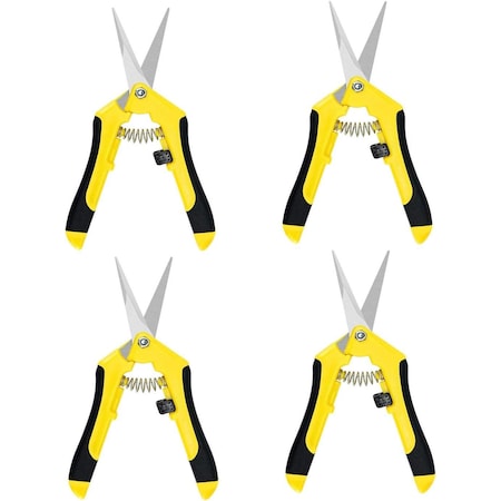 Ipower 6.5 Inch Gardening Hand Pruner Pruning Shears Trimming Scissors, Yellow, 4PK GLPRNR6X4