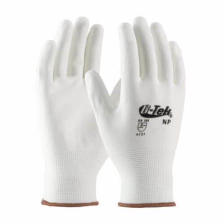 G-Tek General Purpose Gloves, Coated, Seamless Knit Style, Large, Polyurethane Palm, Nylon, White 33-125/L