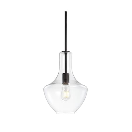 Jonathan Y Watts 10.5" 1-Light Mid-Century Modern Iron/Glass LED Pendant, Oil Rubbed Bronze/Clear JYL6400B