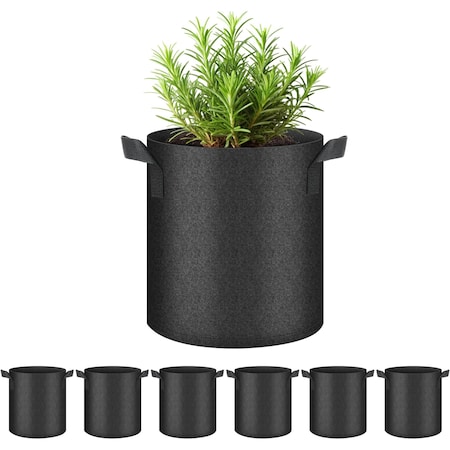 Healsmart 2 Gallon Grow Bags, Nonwoven Aeration Fabric Pots with Handles, Black, 6PK GLGROWBAG2X6LITEBLK