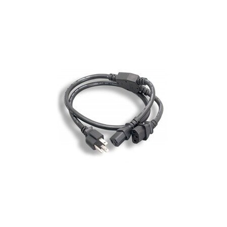 Cable Wholesale Computer / Monitor Power Y Cord, Black, NEMA 5-15P to Dual C13, 13 Amp, 3 foot 10W1-01203-16Y