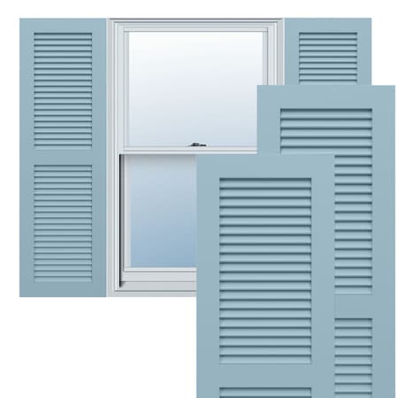 Ekena Millwork True Fit PVC Two Equal Louver Shutters, Peaceful Blue, 18W x 71H, PR TFP101LVF18X071SB