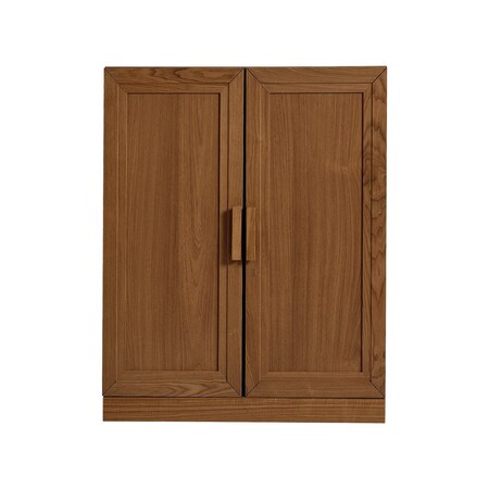 Homeroots Set Of Two Walnut Wood Corner Accent Cabinet With Two Doors 719686