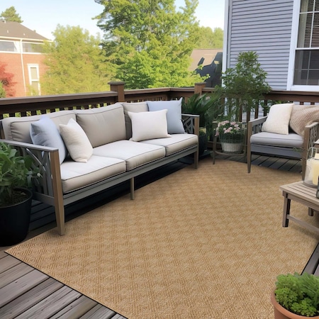 World Rug Gallery Diamond Weave Reversible Jute-Look Indoor/Outdoor Rug 5 ft x 7 ft Natural WR188NATURAL5X7