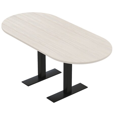 Skutchi Designs 6ft Conference Table With Power Unit | 6 Person Modular Racetrack Meeting Table | Harmony Series HAR-RAC-36X72-T.BK-K458-NA