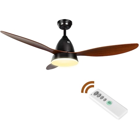 Simple Deluxe 52in Ceiling Fans with Lights and Remote, Outdoor Ceiling Fans for Patios with Light, Easy to Insta HIFANXCEIL52RCWOOD
