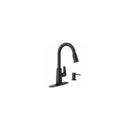 Moen Edwyn Single Handle, High Arc Kitchen Faucet, Pull-Down Spray, With Soap Dispenser 87028BL