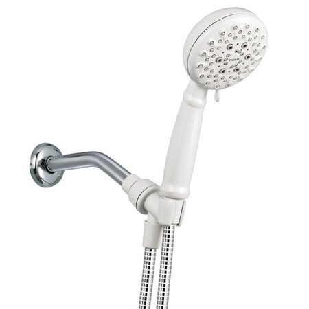 Moen Banbury Series Handheld Shower, 12 in Connection, 175 gpm, 5Spray Function, Glacier, 60 in L Hose 23046W