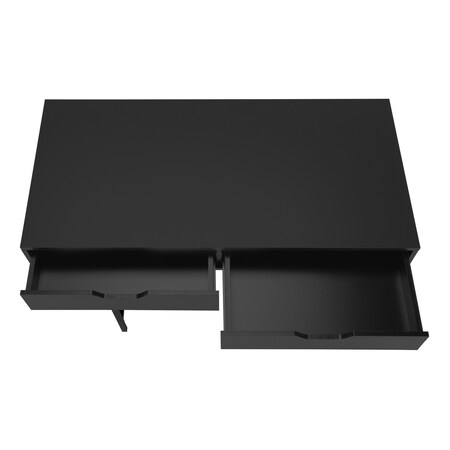 Homeroots 47" Black Wood and Metal H-Shape Computer Desk With Two Drawers 489874