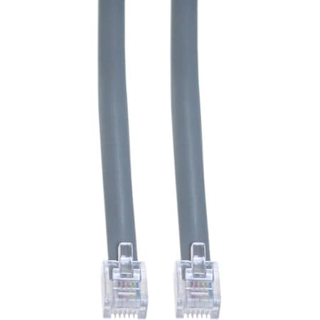 Cable Wholesale Telephone Cord (Voice), RJ12, 6P / 6C, Silver Satin, Reverse, 25 foot 8102-66225