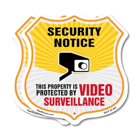 Signmission Security Notice Shield Sign This Propert, 18 inch X 18 inch, Plastic Sign, 2PK SHI-P-2PACK-18-462