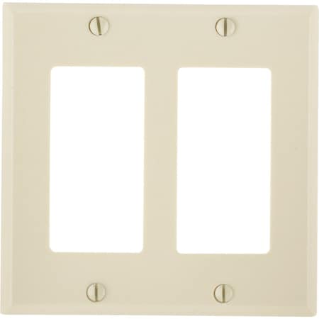 Leviton Decora 2-Gang Smooth Plastic Rocker Decorator Wall Plate Ivory 001-80409-00I