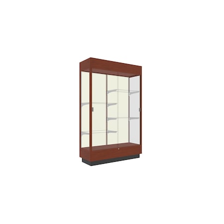 Ghent Heritage Wood Display Case, Lighted, Caramel Hardwood, Plaque Fabric Back, 76''H x 48''W x 18''D 893M-PB-K