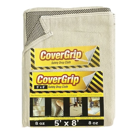 Covergrip Drop Cloth, 8 ft L, 5 ft W, Rubber 005808