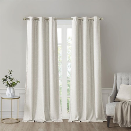 Sunsmart Ivory 100 Percent Polyester Printed Faux Silk Total Blackout Window Panel - Set of 2 SS40-0137