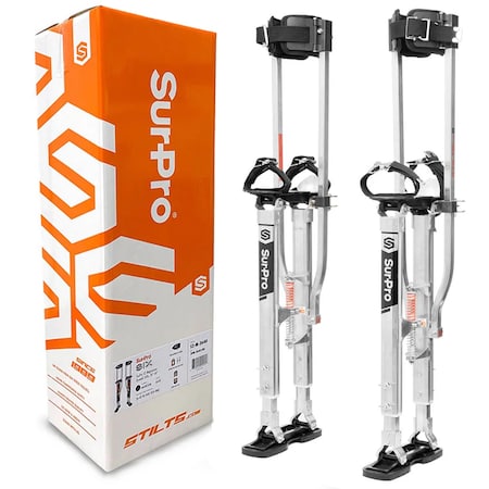 Surpro Double-Sided Drywall Stilts, Aluminum Base, 16 in - 24 in Height, QuadLock Contractor-Grade Stilts S2-A-1624