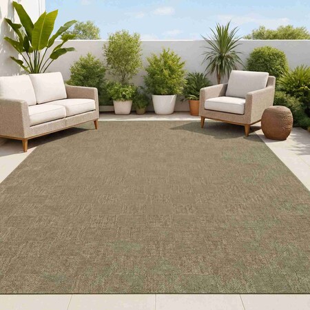 Jonathan Y Mason Smart Jute Geometric Boho Checker Weave Natural 3 ft. x 5 ft. Indoor/Outdoor Area Rug FXV201A-3