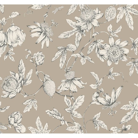 York Wallcoverings Passion Flower Toile Linen Wallpaper RT7852