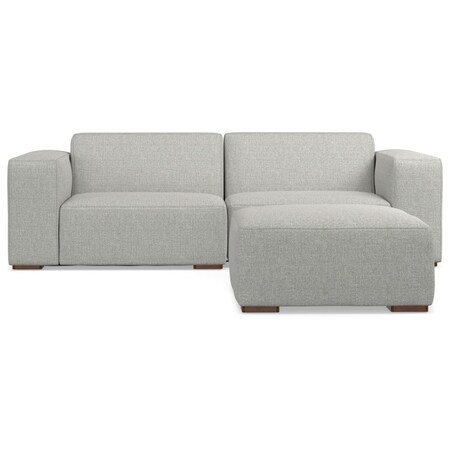 Homeroots 88" Gray Fabric Sofa With Ottoman With Brown Legs 641051