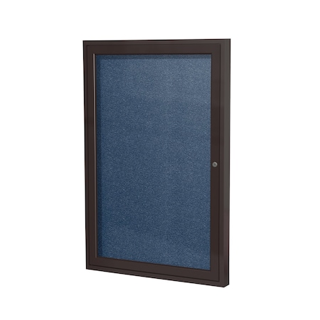 Ghent Indoor/Outdoor Enclosed Vinyl Bulletin Board, Bronze Aluminum Frame, 3'H x 2'W, 1 Door, Navy PB13624VX-195