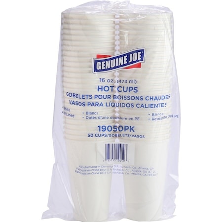 Genuine Joe 16 oz Disposable Hot Cup - White, 1000PK GJO19050CT