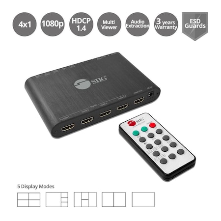 Betterbattery 4 x 1 HDMI Seamless Quadsplit Multi Viewer Switcher BE3772601