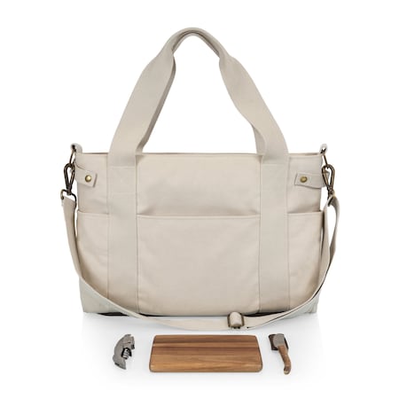 Picnic Time Family Of Brands Temecula Wine and Cheese Bag, Natural White Canvas 617-03-190-000-0