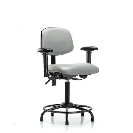 Blue Ridge Ergonomics Medium Bench Chair Vinyl Chair, RT Tilt AA, Gld, Dov, Adjustable Arms, 22" to 29" Height, Vinyl, Dove BR-VMBCH-RT-T1-A1-RG-8567