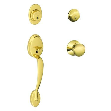 Schlage Residential Plymouth with Plymouth Knob Double Cylinder Handleset and Trim C Keyway with 12326 Latch and F62PLY605PLY