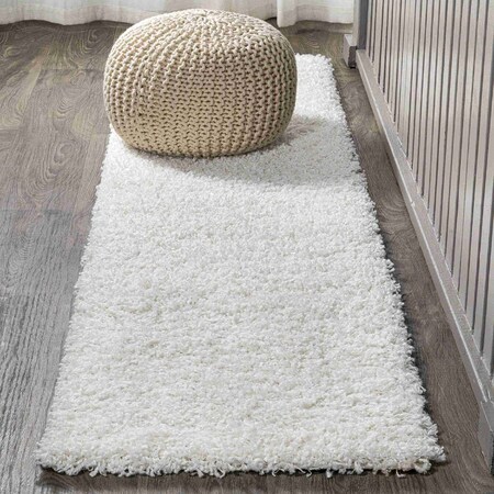 Jonathan Y Mercer Shag Plush White 2 ft. x 8 ft. Runner Rug MCR106A-28
