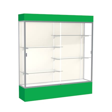 Ghent Lighted Floor Display Case 72x80x16, Plaque, Satin 3176PB-SN-KG