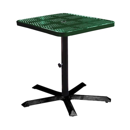 Leisure Craft 36" Square Perforated Pedestal Table, Portable, 40"H, Black Green SQ36TAB40-BLACK GREEN
