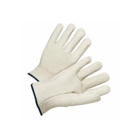 Anchor Brand Quality Grain Cowhide Leather Driver Gloves, Large, Unlined, Natural, Shirred Elastic Back, 12PK 101-4000L