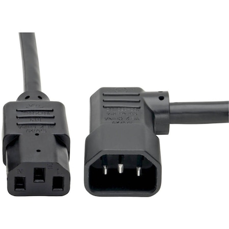 Eaton Tripp Lite Series Heavy-Duty PDU Power Cord, C13 to Left-Angle C14 - 15A, 250V, 14 AWG, 6 ft. P005-006-14LA