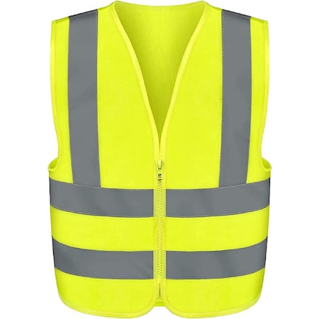 Neiko High Visibility Safety Vest with Reflective Strips, X-Large, Neon Yellow, Zipper Front For Safety 53942A
