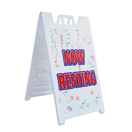 Signmission Now Renting, A-Frame & 2 Sign Inserts, Heavy-Duty Plastic Frame SBHD-C-2436-Now Renting