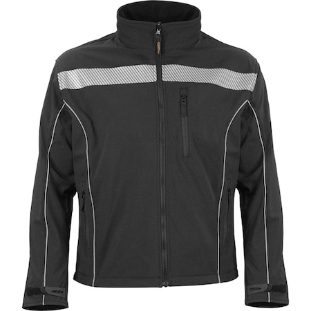 Reflective Apparel Non-ANSI Soft Shell Jacket with Brushed Fleece Lining 451CT-BK-MD