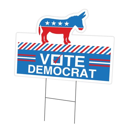 Signmission Vote Democrat Die Cut Yard Sign & Stake outdoor plastic coroplast window, C-DC-1824-DS-Vote Democrat C-DC-1824-DS-Vote Democrat
