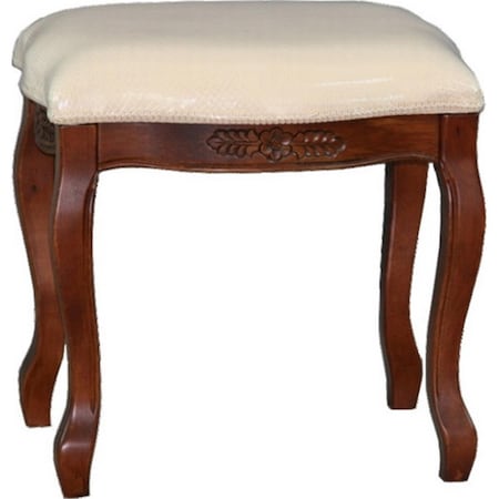 International Caravan Wood Stool with Cushioned Top 3863