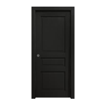 Sartodoors Sliding Pocket Door 36 x 96 inches, Ego 5012 Painted Black Oak, Kit Rail Hardware, Solid Wood Int EGO5012PD-CHK-3696