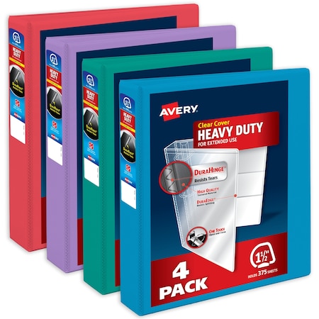 Avery Binder, Assorted Bright Colors Heavy, PK4 79633