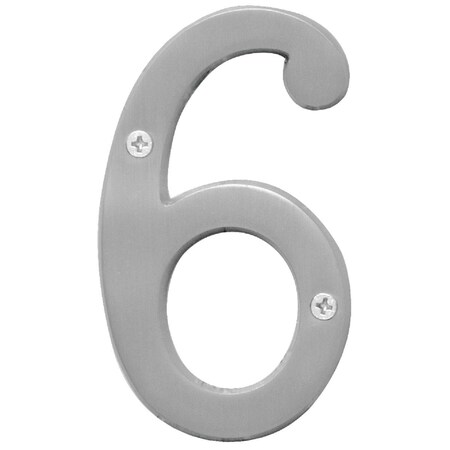 Hy-Ko Prestige Series 4'' Satin Nickel House Number Six BR-43SN/6