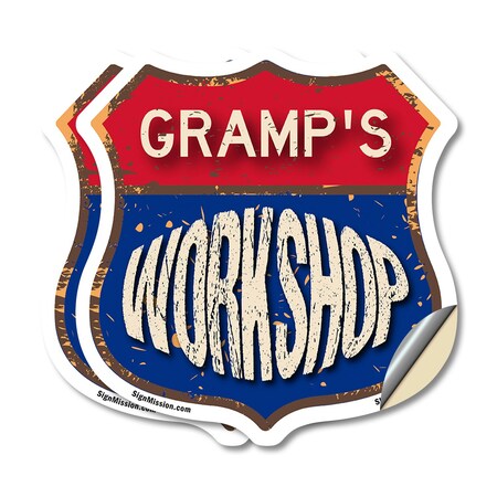 Signmission Gramp's Workshop, 4 inch X 4 inch, Vinyl Decal, 2PK SHI-D-2PACK-4-489-GRAMP