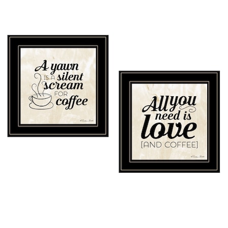Homeroots Set Of Two All You Need is Coffee 2 Black Framed Print Wall Art, 2PK 406165