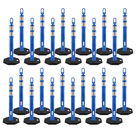 Xpose Safety 42in  Ring Loop Blue Traffic Delineator Post with 13 LB PVC Base, 24PK DLRB-BLU-42-24-X