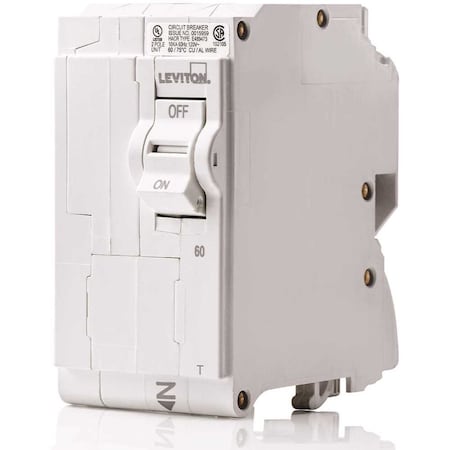 Leviton Circuit Breaker, 60A, 2 Pole, 120/240V AC R00-LB260-0TR