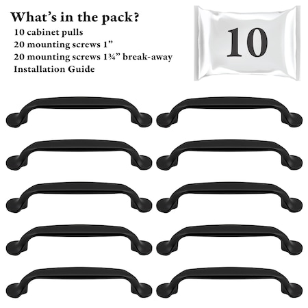 Designperfect 3 3/4'' Center-to-Center Bar Pull, 10PK DPA10S713BLK