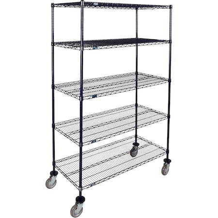Global Industrial Nexel 5 Shelf Truck, Nexelon, 54"W x 24"D x 60"H, Polyurethane Swivel Casters B3157750